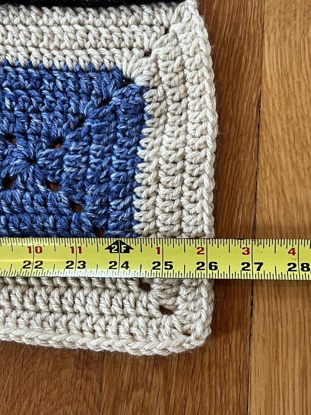 Handmade Crochet Granny Square Afghan Blanket Lap Throw Multicolor Beige Boho